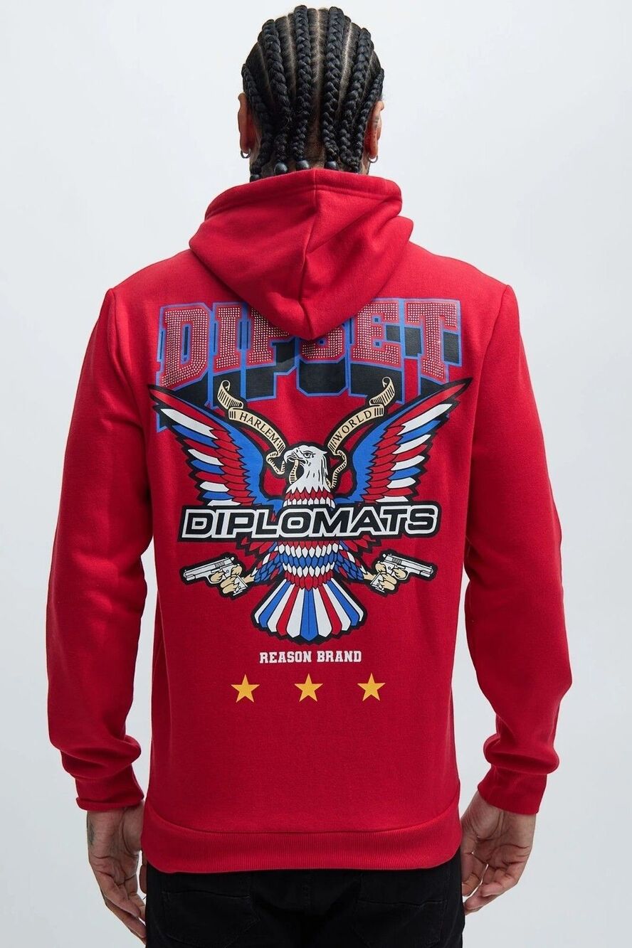 NWT Reason X Diplomats Dipset Members Hoodie Red Hip Hop Urban Rap Men Size L
